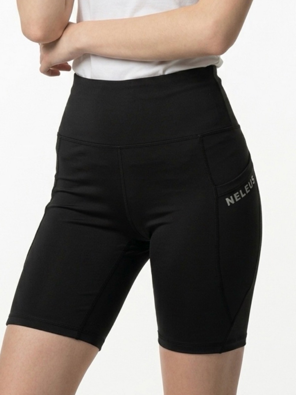 NELEUS black‎ workout yoga shorts size medium side pockets. High waist